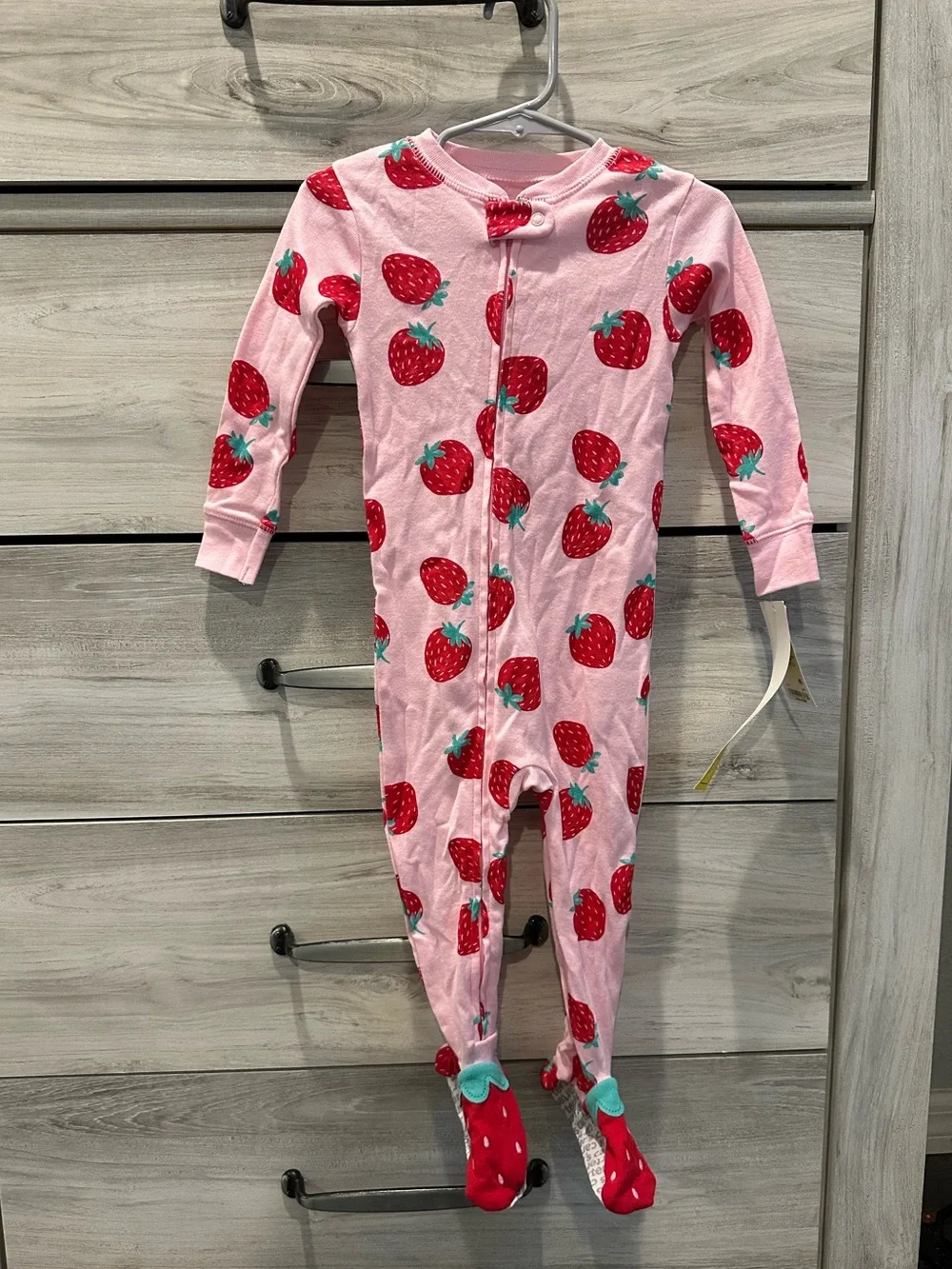 Carter's Pink Strawberry Print Footie Pajamas